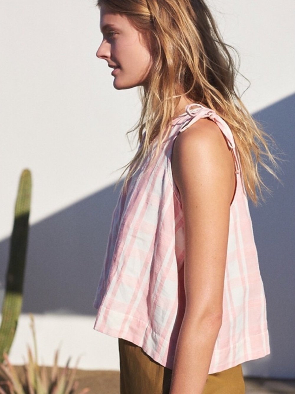 Madewell Crop Swing Tank Top – Petal Plaid Small